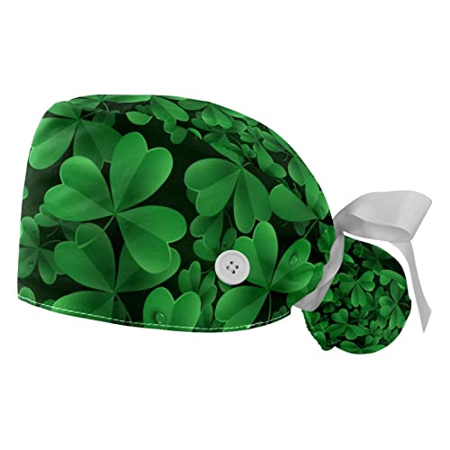 Chapeaux bouffants trèfle vert casquettes de travail mixtes ajustables JDEZ lot de 2