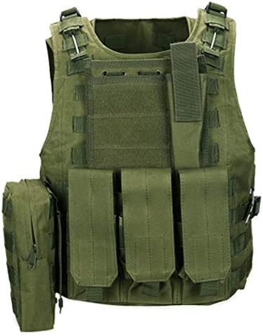 QHIU Tactical Vest Camo Molle Protection Combat Military Vest for Airsoft Paintball CS SWAT Wargame Outdoor Sport