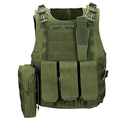 QHIU Chaleco Tácticos Militar Combate Camo Protección Molle para Airsoft Paintball Caza CS SWAT Juego de Guerra Deportes al Aire Libre con Herramienta de Bolsillo