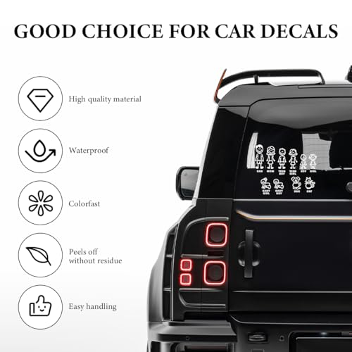 Image of Family Car Stickers, Family Figure Dog Cat Baby Auto Window Bumper Decal Sticker, Waterproof Families People Mom Dad Boy Girl Pet Decal for Car Windshield Laptop Tablet (9.8 inchx7.9 inch)