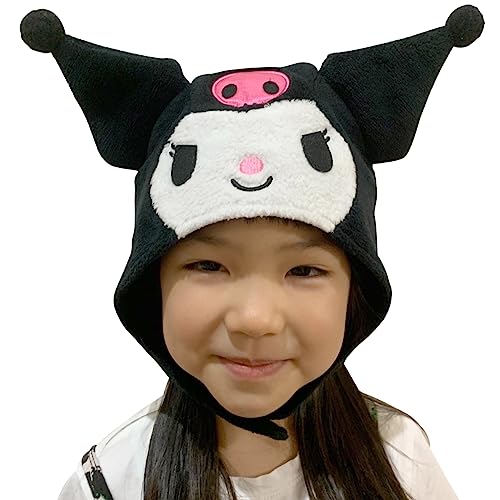 Sanrio Kuromi Fluffy Kids Beanie Cap Soft Warm Winter Head wear Black2