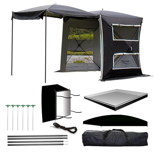 MIAOMI Bus Awning Freestanding with Sleeping Cabin for 3-4 People, Tent for Car, Bus, Van, Minivan, Bulli, Tailgate Tent, Car Awning, Waterproof Car Camping Tent(Black,Medium)