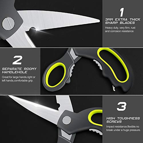 RANIACO Kitchen Scissors Dishwasher Safe,Stainless Steel Cooking Knives,Heavty Duty Food Shears for Poultry Chicken Bones Seafood Meat Vegetable - Thumbnail 4