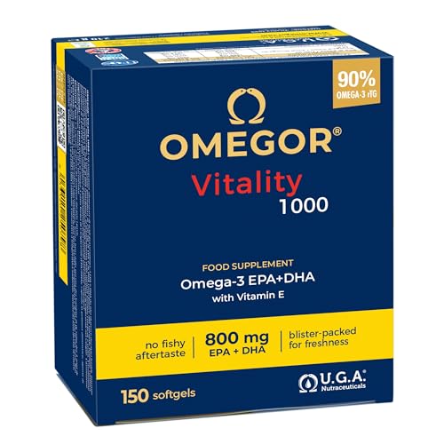 FACILE DA DIGERIRE, SENZA RETROGUSTO - Il formato in perla softgel, priva di odore, elimina il classico retrogusto dell'olio di pesce. Omegor Vitality 1000 inoltre è facile da digerire e senza ritorno di gusto per un'integrazione ottimale e piacevole.