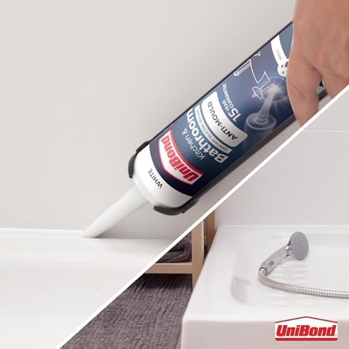 UniBond Anti-Mould White, Waterproof Mould Protection, Long-lasting White Silicone Sealant for Kitchen & Bathroom, Powerful Bath Sealant, 1 x 274g Cartridge - View 7