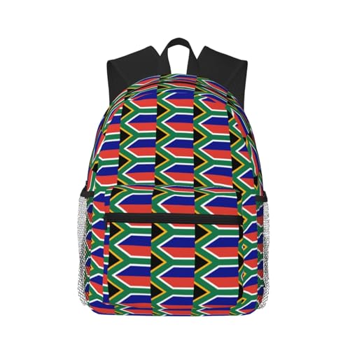 Mochila bandera sudafricana ligera y cómoda para viaje diario unisex