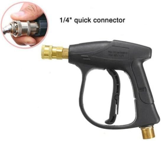 High Pressure Car Wash Spray Gun with Brass Core – Quick Connect Garden Hose Nozzle Set with 5 Adjustable Spray Tips for Car Cleaning and Watering (Black)