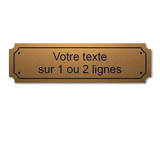 Mygoodprice Placa grabada personalizada de 1 o 2 líneas de 14,5 x 4 cm, autoadhesiva, oro cepillado