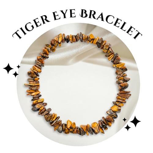 Image of Certified Tiger Eye Bracelet for Women Men with Healing Crystal and Reiki Stone - Beautiful Gemstone Beaded Bracelet for Balance, Harmony & Positive Energy (Chips Stone Beads)