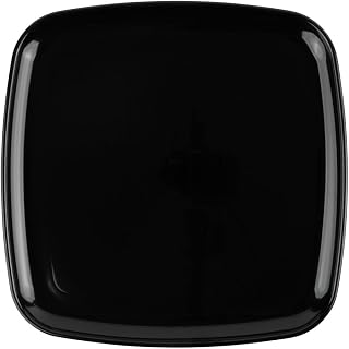 EcoQuality 12" inch Disposable Square Black Plastic Serving Plates, China Like Party Plates, Heavy Duty Dinner Serving Plate, Platter, Weddings, Baby Showers, Catering, Non Toxic (4)
