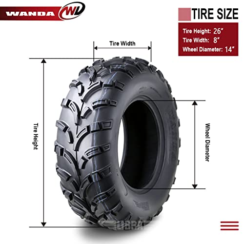 Image of WANDA Set of 4 ATV /UTV Tires 26x8-14 /6PR P373-10205