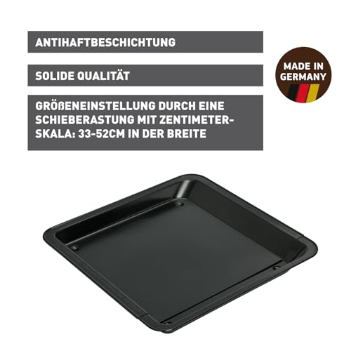 Foto von Original Kaiser Delicious Backblech ausziehbar, antihaftbeschichtet, Back-/ Kuchenblech variabel für Blechkuchen, praktischer Griffrand, 33 - 52 cm x 33 cm, Backblech verstellbar