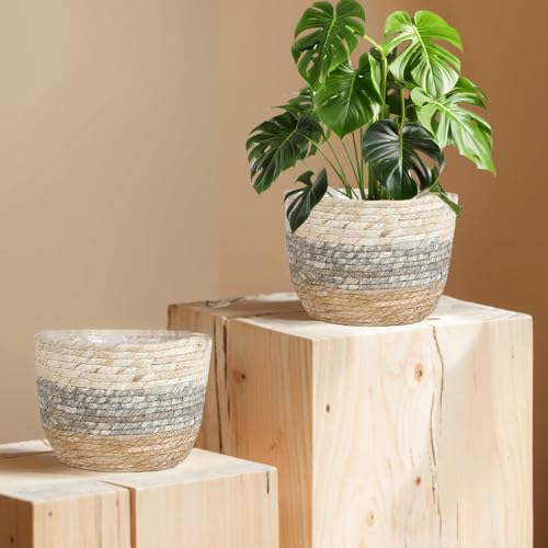 Panier de jardinière en osier imperméable style bohème chic - 5