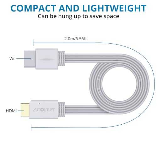 Image of AUTOUTLET Wii to HDMI Cable Converter, 1080P, 6.5ft /2M for Full HD Device