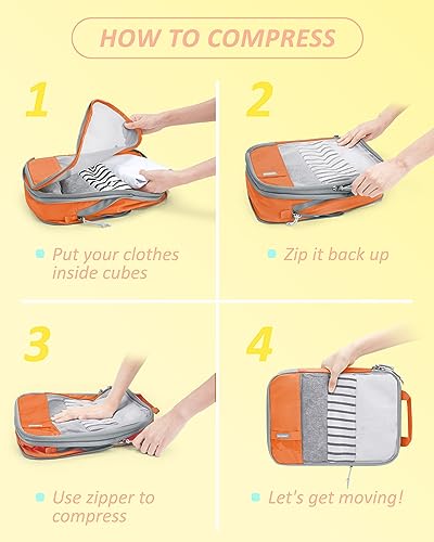 Image of BAGSMART Compression Packing Cubes for Travel, Lightweight Vacation Essentials, Suitcase Organizer Bags, Durable Luggage Organizer, 6 /4 /2 Set Options