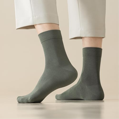 6 Pairs Silk Crew Socks for Mens, Soft Autumn Winter Socks Casual Mens Trouser Socks Size 7-113