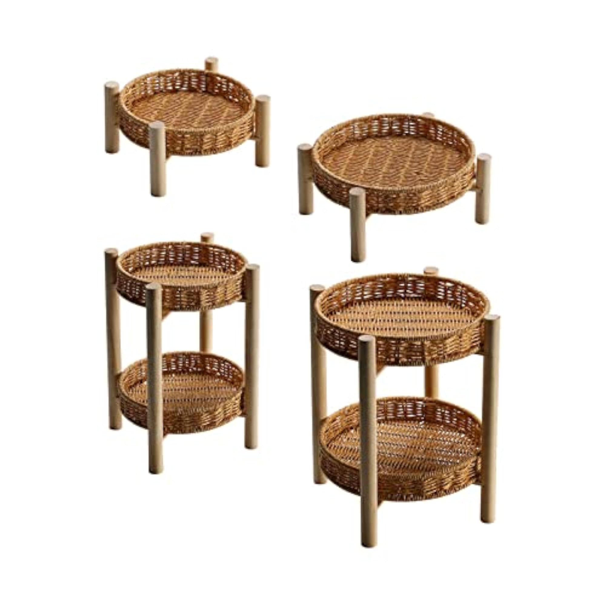 Rattan Vegetable Storage Serving Basket Round