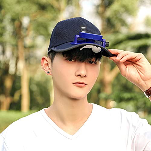 Image of Mens Baseball Cap with Solar Fan, Summer UV Protection Wide Brim Sun Hat Mesh Beach Hats, Solar Powered /USB Charging
