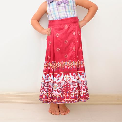 Falda Hanfu para Niña Vestido Corto Chino de Chiffon Rojo Resistente 7