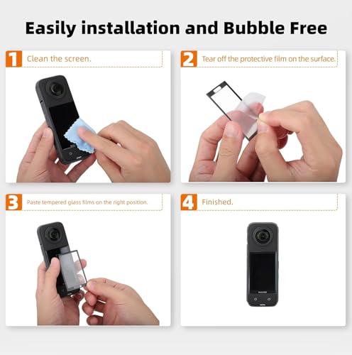 Image of VERTUS Premium Military-Grade Gorilla Shatterproof Tempered Glass Screen Protector for insta360 X5 / X4 Action Camera || Anti Scratch || Fingerprint Resistant || 9H Hardness Ultra HD (Black)