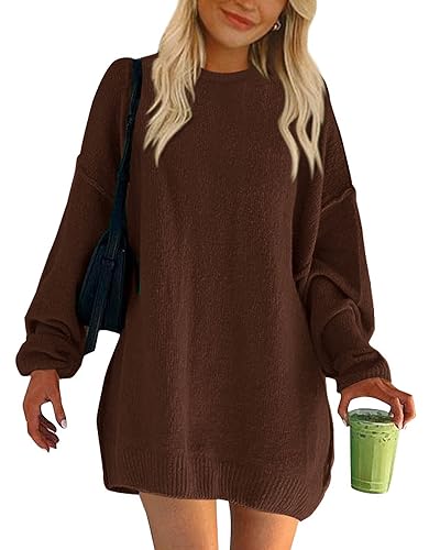 BTFBM 2025 Womens Sweaters Casual Crewneck Long Sleeve Oversized Sweater Dress Fall Winter Loose Slouchy Soft Pullover