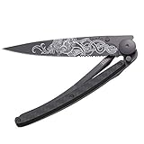 Deejo - Deejo Serrated 37G, Carbon Fiber, Black Titanium, Viking Dragon - Ultra-Light Pocket Folding...