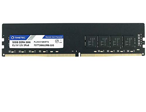 Timetec Hynix IC 32 GB DDR4 2666 MHz PC4-21300 Unbuffered niet-ECC 1.2V CL19 2Rx8 Dual Rank 288 Pin UDIMM Desktop Memory RAM Module Upgrade (32 GB)