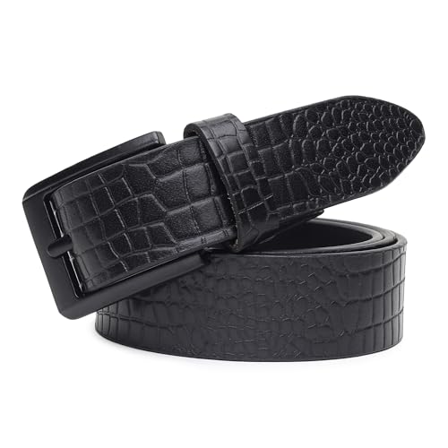 Image of HAYES LONDON Belts for Men Leather Original, Formal & Casual Leather Belt with Solid Metal Curved Buckle