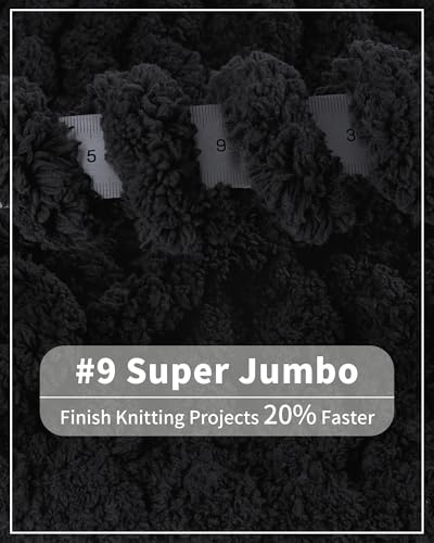 Image of Cozyful Chunky Yarn for Hand Knitting, #9 Thick Jumbo Big Chunky Yarn for Crocheting, Super Chunky Knit Blanket Yarns, Large Chunky Chenille Yarns, 8 Pack (30 yds 8 oz Each Skein), Black