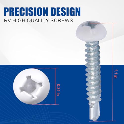 Image of Pan Head RV Screws White #8x1, 200 Pcs