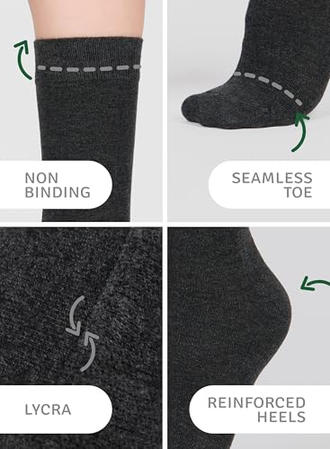 Image of Women's Bamboo Dress Socks, Crew for Business Trouser Casual, Soft, Thin & Seamless, Size 6-9 /9-12 (3, 4 or 5 Pairs)