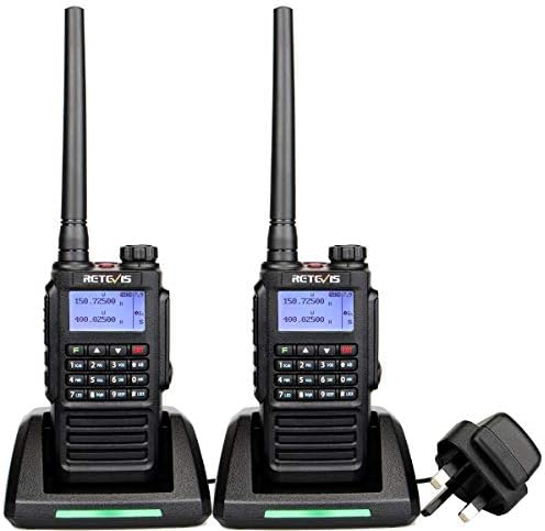 Retevis RT87 Walkie Talkie IP67 Waterproof, Long Rang Walkie Talkies with Keyboard for Adults, Dual Band VOX, Professional Two Way Radio for Business (Black,2Pcs)