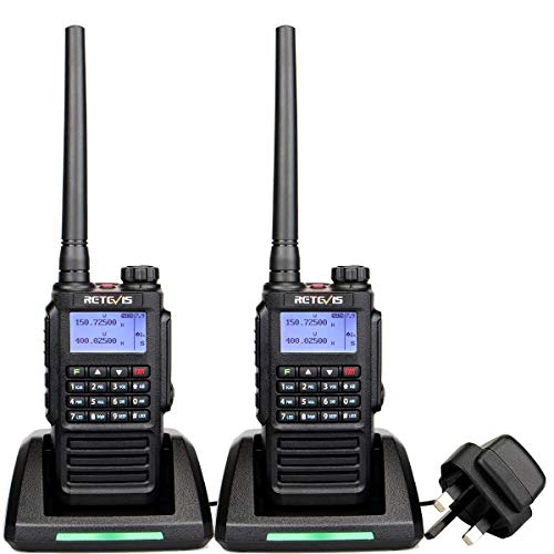 Retevis RT87 Dual Band Walkie Talkie Professional, Long Range Two Way Radio with 128 Channels, DTMF, IP67 Waterproof, 1200mAh, VOX, FM Two Way Radio for Business (Black,2Pcs)
