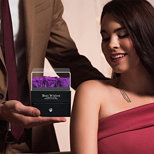 Sacredyna Preserved Purple Real Rose With Necklace And Earrings In A Box Eternal Flowers Rose Gifts For Mom Wife Girlfriend Mom Gifts Birthday Gifts For Women #TOP6
