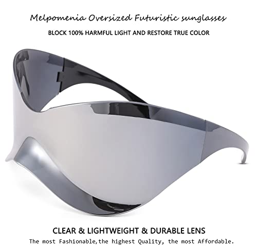 Oversized Futuristic Sunglasses for Men Women Alien Wrap Around Shield Fashion Chic Mask Sun Glasses Shades3