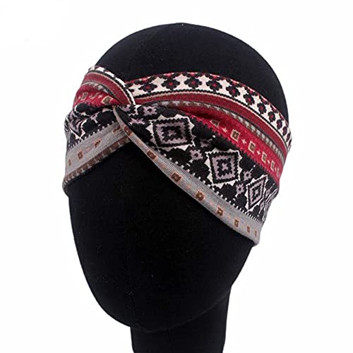 Marchqueen Boho Headbands For Women Vintage Print Wide Headband Stretchy Twisted Hair Bands Criss Cross Turban Headwrap Cute Hair Accessories (Boho-6Pcs) #TOP6