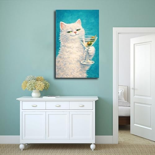 Toile chat Martini idee cadeau originale pour deco de bureau - 4