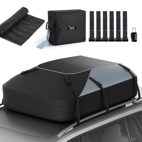 Huanyu Cofre de Techo Impermeable Tienda de Techo para Vehículos Tienda de Techo para Vehículos con o sin Portaequipajes Portacargas de Techo con Alfombrilla Antideslizante y 6 Ganchos de Puerta