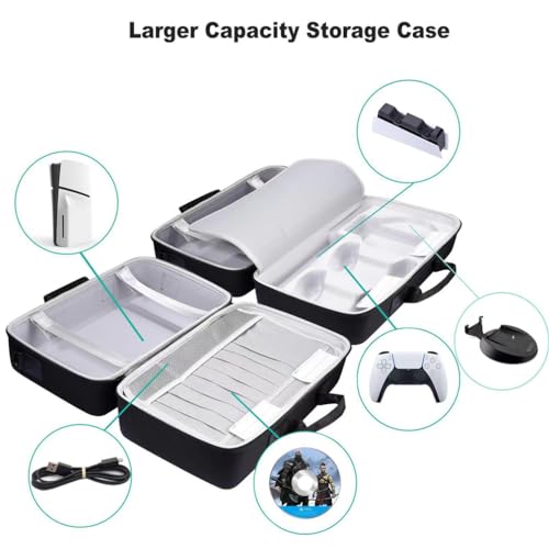 Etui ochronne Ps5 Slim Protective Case, torba do przechowywania konsoli do gier, walizka podróżna, odporna na zarysowania przenośna torba do przechowywania (czarna)