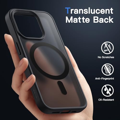 JETech Magnetic Case for iPhone 14 Pro Max 6.7-Inch Compatible with MagSafe, Translucent Matte Back Slim Shockproof Phone Cover (Black) by JETech - Used condition - Image 4