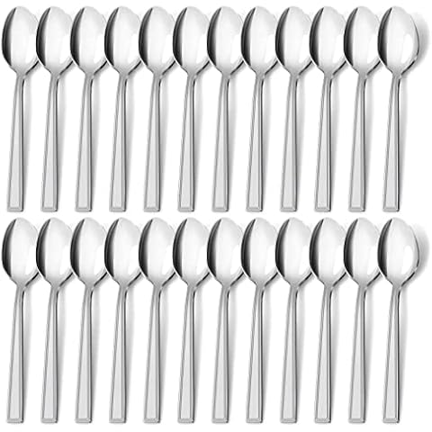 Suppenlöffel 24 Stück, Hunnycook Edelstahl Löffel Set, Besteck Esslöffel Suppenlöffel Set für Hause Party Restaurants Cafeterias, Hochglanzpoliert & Spülmaschinenfest - 7.5inch (19.2cm) Cover