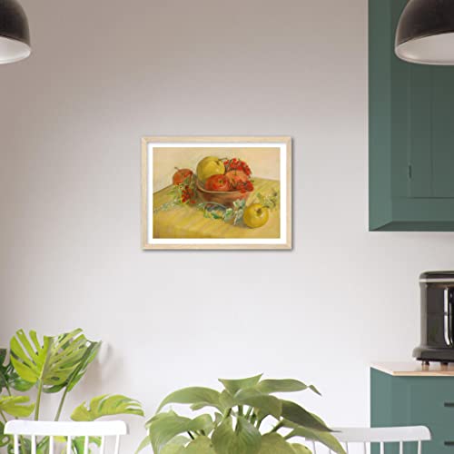 Décoration murale de pommes pour masquer un mur vide et égayer une cuisine sombre