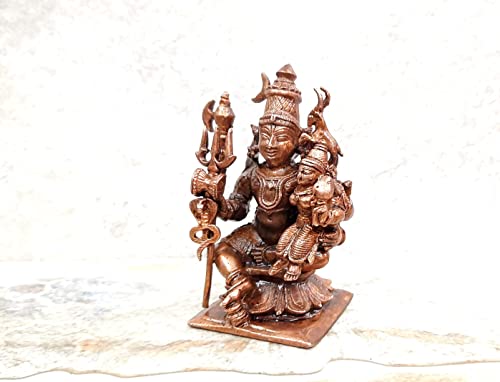 Image of Copper Idols - by Searchers Paradise,8 cm, Copper Handmade Shiva and Parvathi 288grams, Patina Antique Finish, Pack of 1 Piece