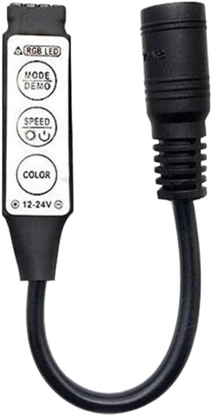 Mini RGB Controller DC 12V 24V 6A 3-Button LED Dimmer for Constant Voltage PWM 3-Channel Color Strip Dimming Control(DC to 4-Pin(B))
