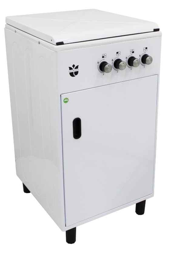 Gasmann 50cm Standherd SHG5050F weiß mit Flaschenfach Propan 50 mbar 4 Gas-Kocher /1 m Gasschlauch und Regler