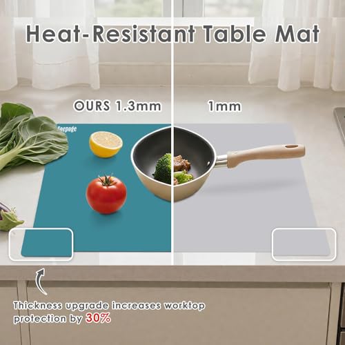 Foepoge Groß Malunterlage für Kinder: 71 x 51 cm Silikonmatte für Epoxidharz Handwerk - Bastelunterlage Groß Bastelmatte für Basteln - Abwaschbar Platzset/Silikon Unterlage für Küche (Morandigrün)