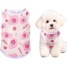 Pistha Pink Dog Shirts Cute Summer Dog Clothes Soft Pet T-Shirt Printed Puppy Shirt for Small Medium Dogs Cats GirlStrawberry1,M