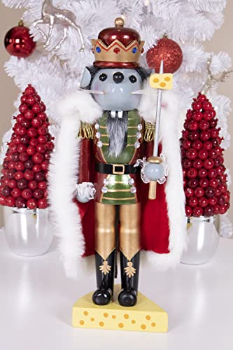 image for Clever Creations Platinum Mouse King 14 Inch Traditional Wooden Nutcra