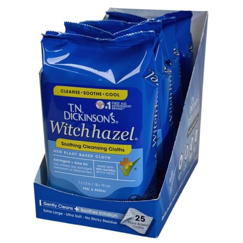 Image of T.N. Dickinson's Witch Hazel Soothing MultiUse Cleansing Cloth, 4 Pack, 25 Cloths Per Pack,white