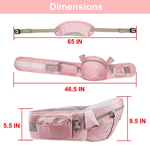 Agudan Baby Hip Seat Carrier, Ergonomic Waist Stool With Adjustable Strap Pocket Soft Base For Child Infant (Pink) #TOP5